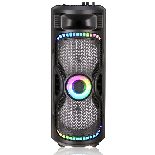 TOPTECH BRAZE-8 Dual 8''Woofer Rechargeable Party Portable Speaker with Multi-color Disco Lights on Grill,10 meters (33ft)Bluetooth Distance,of Blazing Powerful Sound