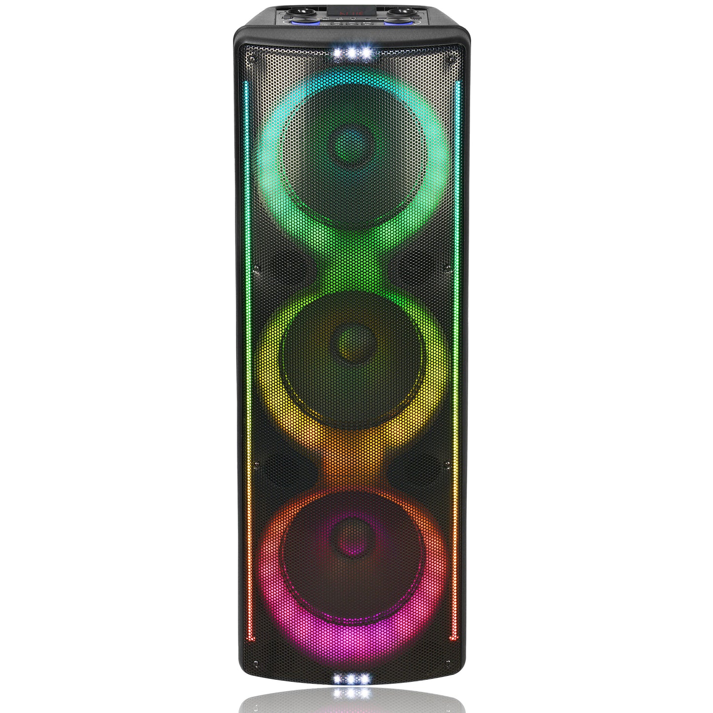 TOPTECH AL-310, 3x10" Bluetooth Speaker with Disco Lights & 6 Inputs for Home/Outdoor