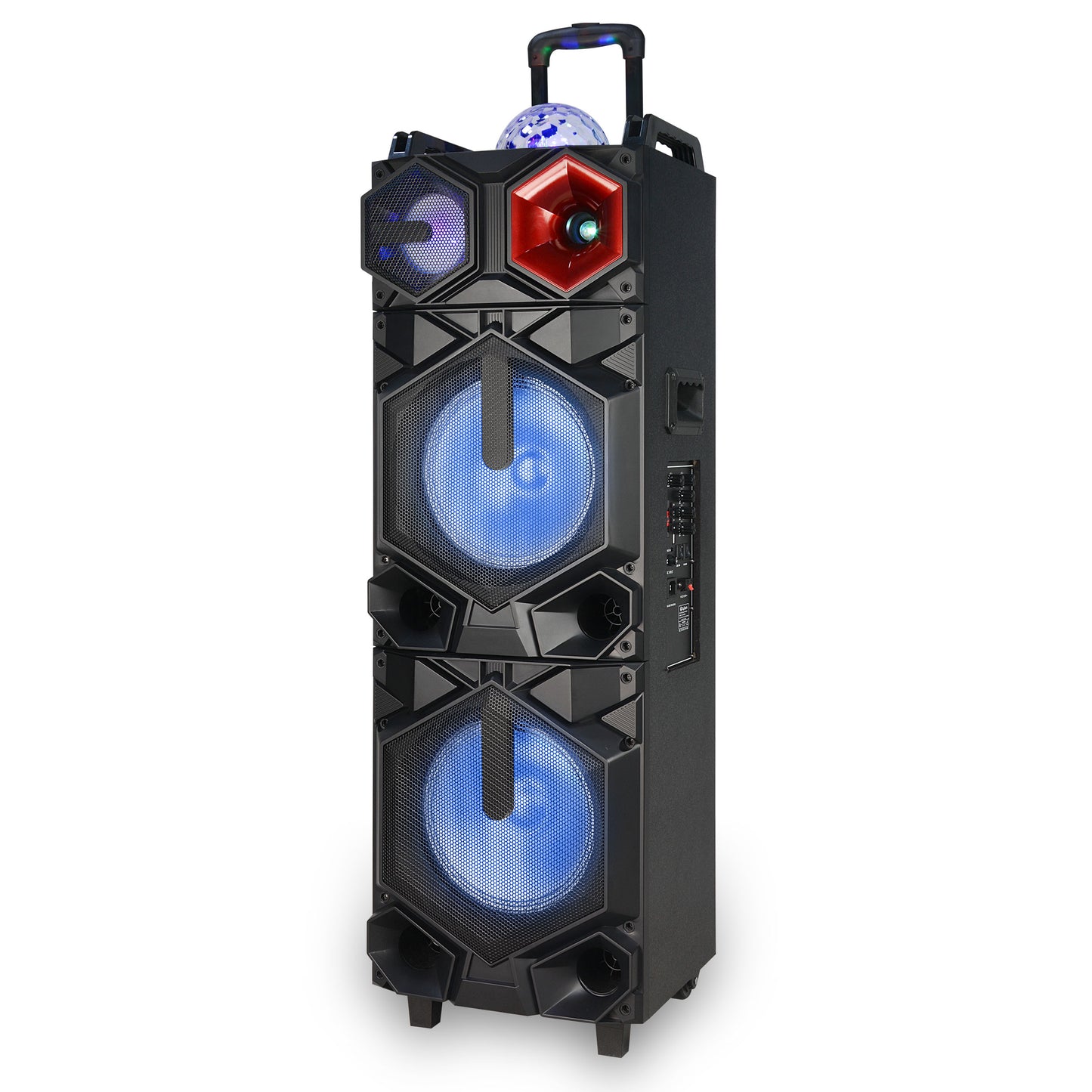 TOPTECH GALAXY-210, Dual 10" Bluetooth Speaker with Disco Lights & DJ Bulb for Home/Outdoor