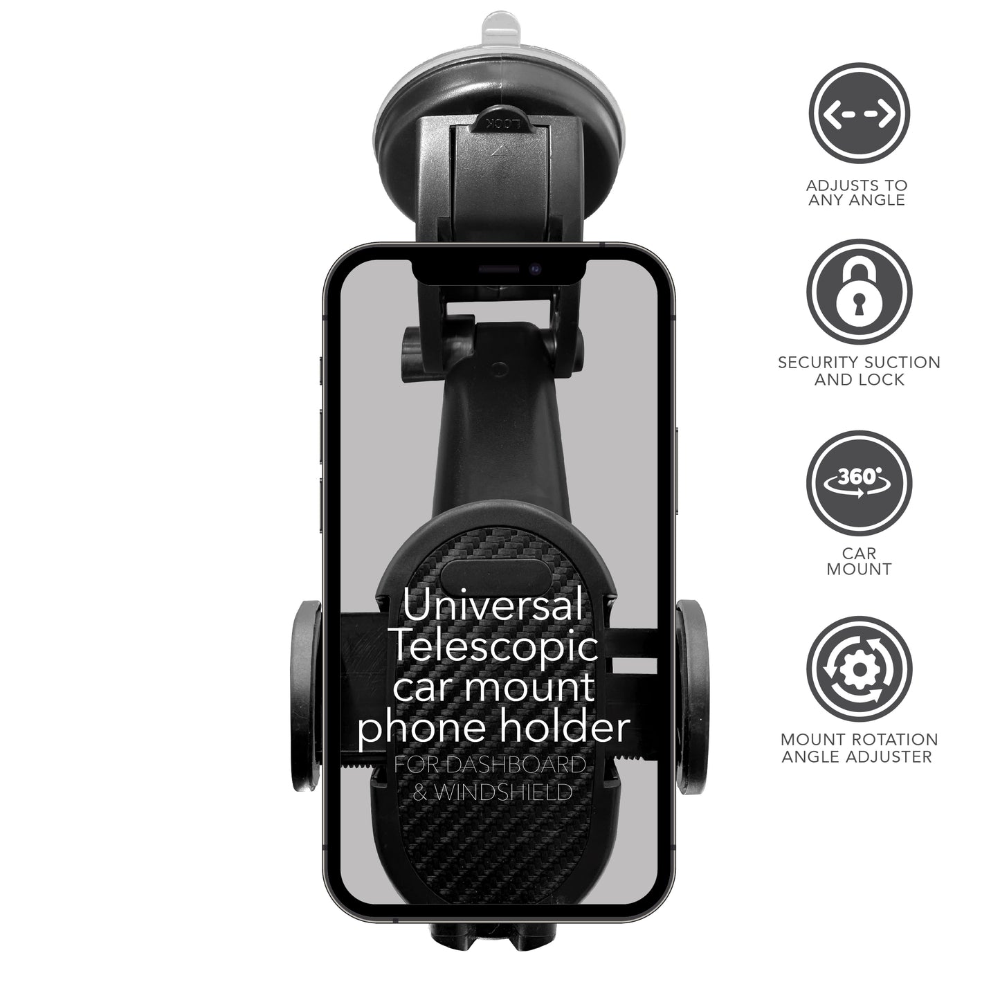 RCA CM-11 2-in-1 Universal Car Phone Holder for Dashboard & Windshield