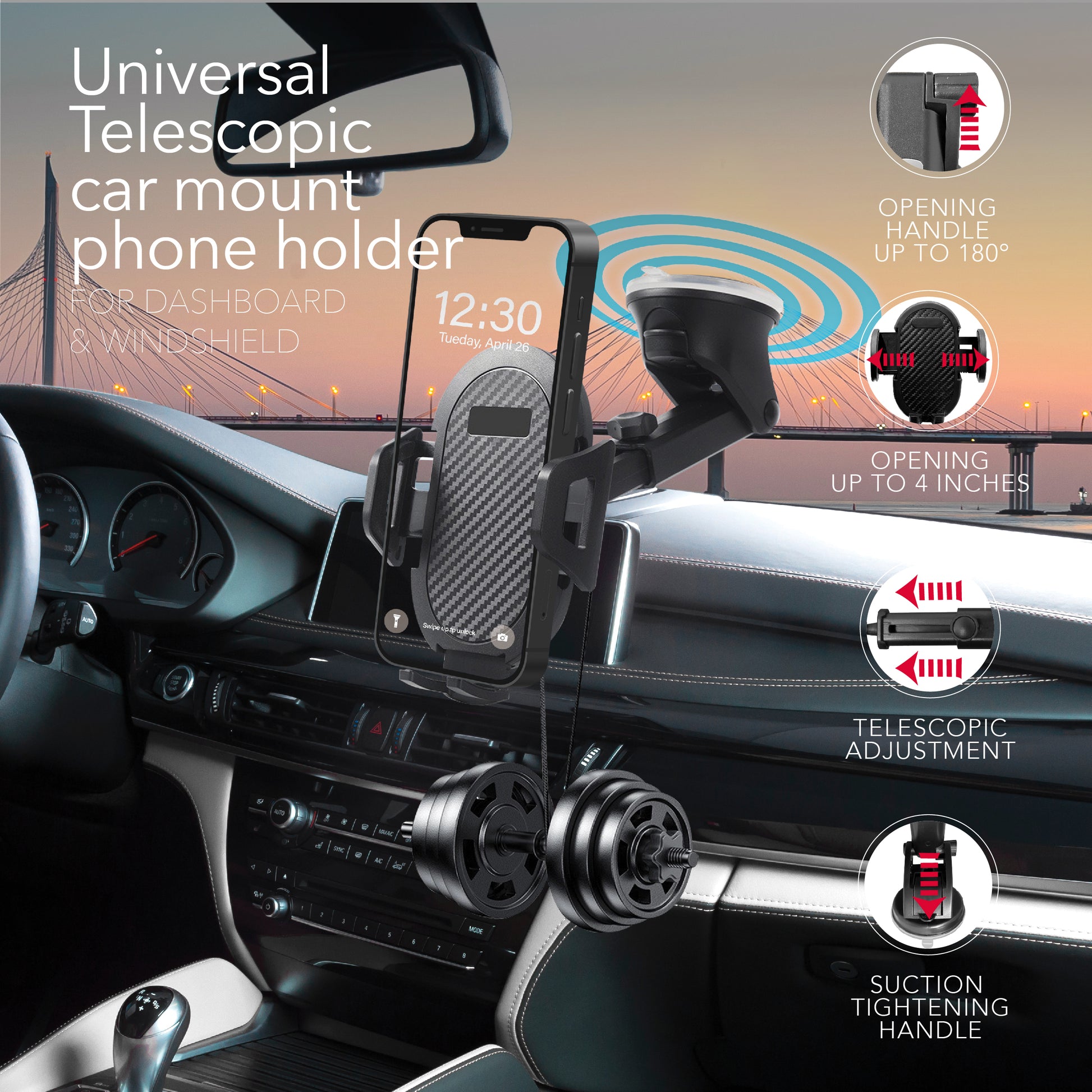 RCA CM-11 2-in-1 Universal Car Phone Holder for Dashboard & Windshield - Top Tech Audio