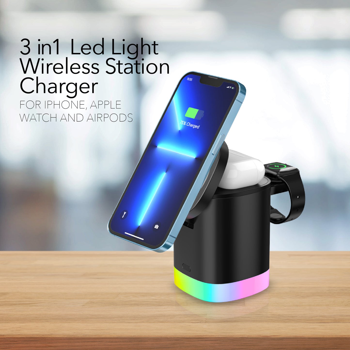 RCA 3-in-1 Wireless Charging Station for iPhone, Apple Watch & AirPods – 15W Max Output - Top Tech Audio