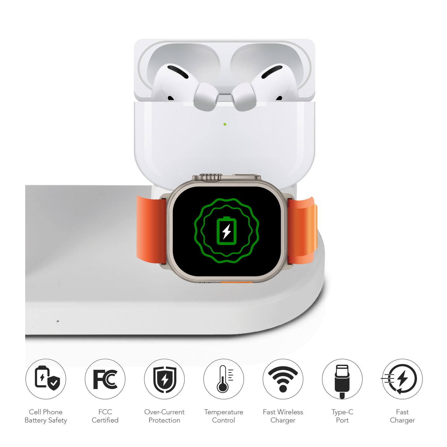 RCA 2024 3-in-1 Wireless 25W Charging Station for iPhone, Apple Watch & AirPods - Top Tech Audio