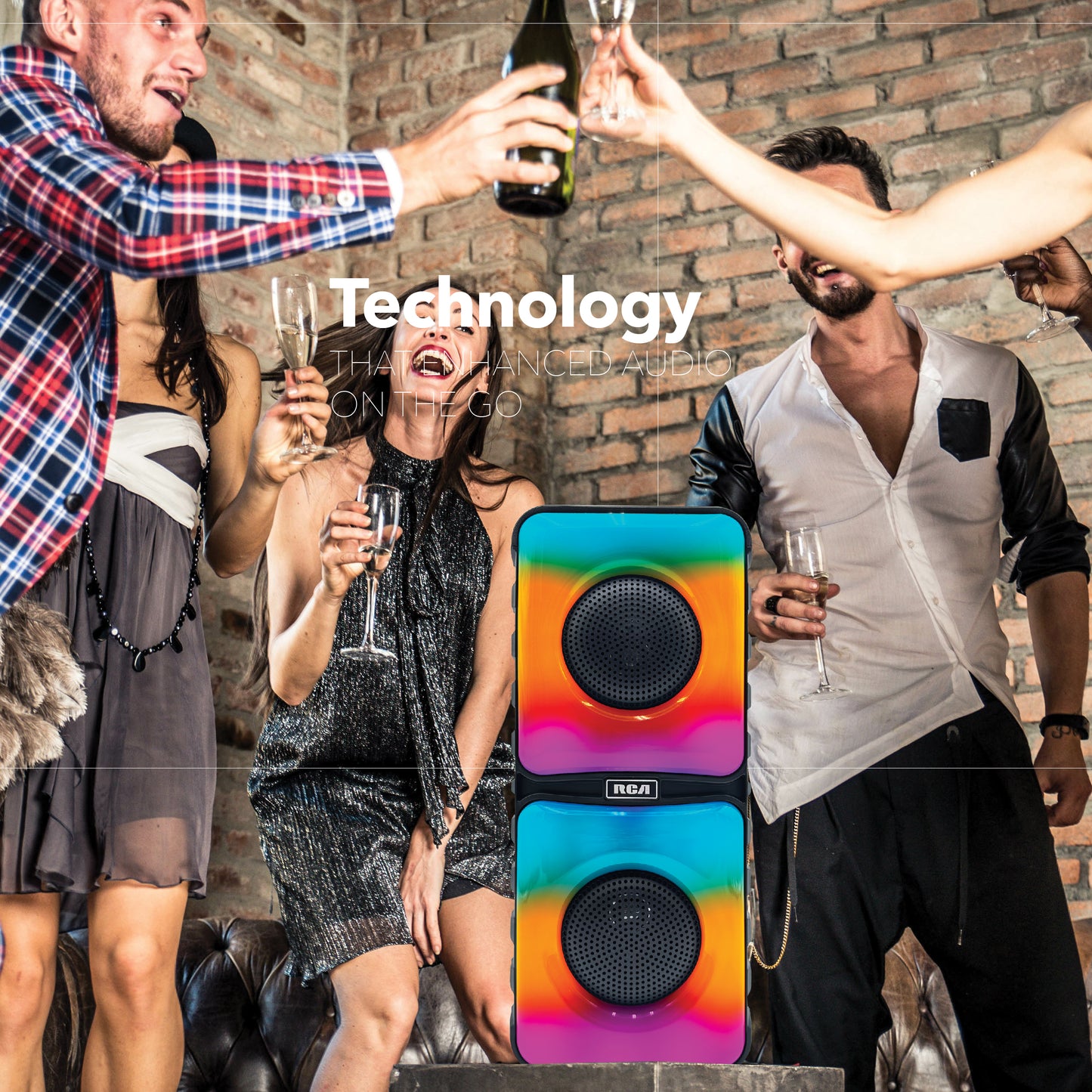RCA Disco 204 Flame Effect Bluetooth Party Speaker with Dual 4" Woofers - Top Tech Audio