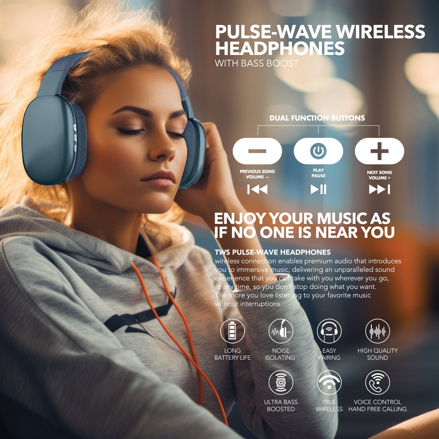 RCA Wave-56 Wireless Over-Ear Bluetooth Headphones, 20H Playtime, Hi-Res Audio - Top Tech Audio