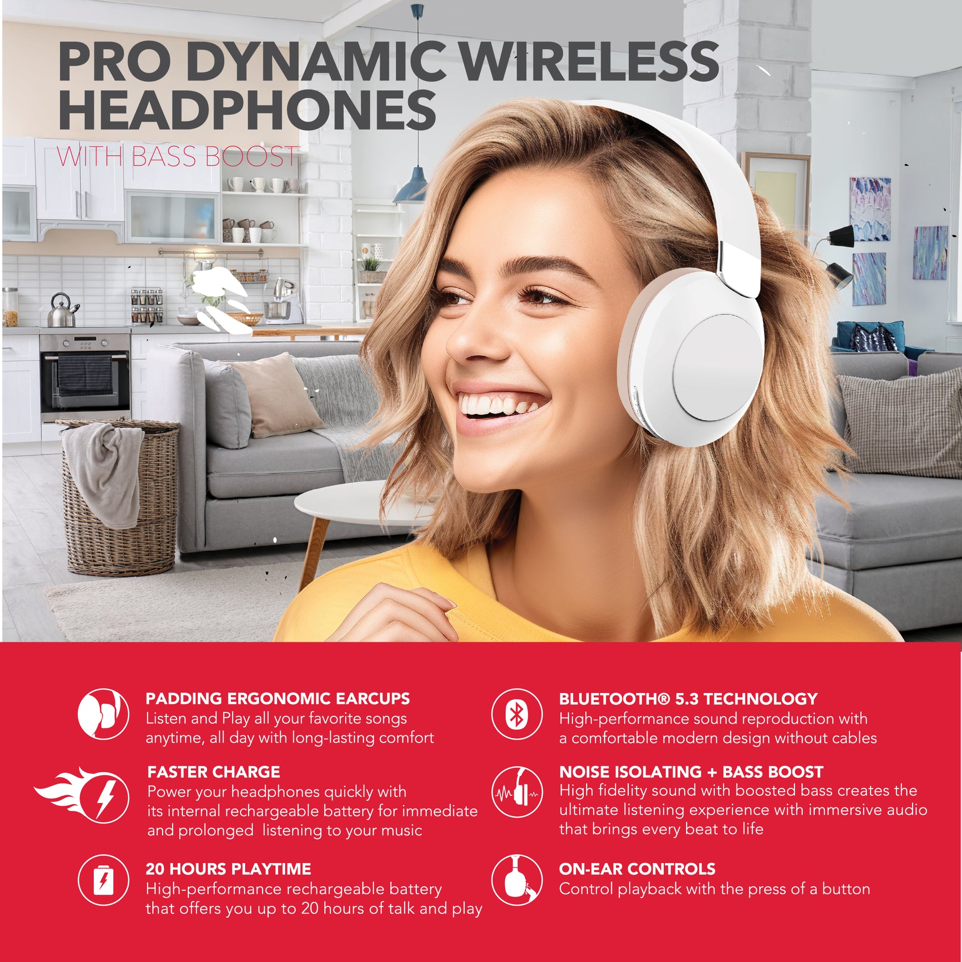RCA Wave-54 Wireless Over-Ear Bluetooth Headphones, 12H Playtime, Hi-Res Audio - Top Tech Audio