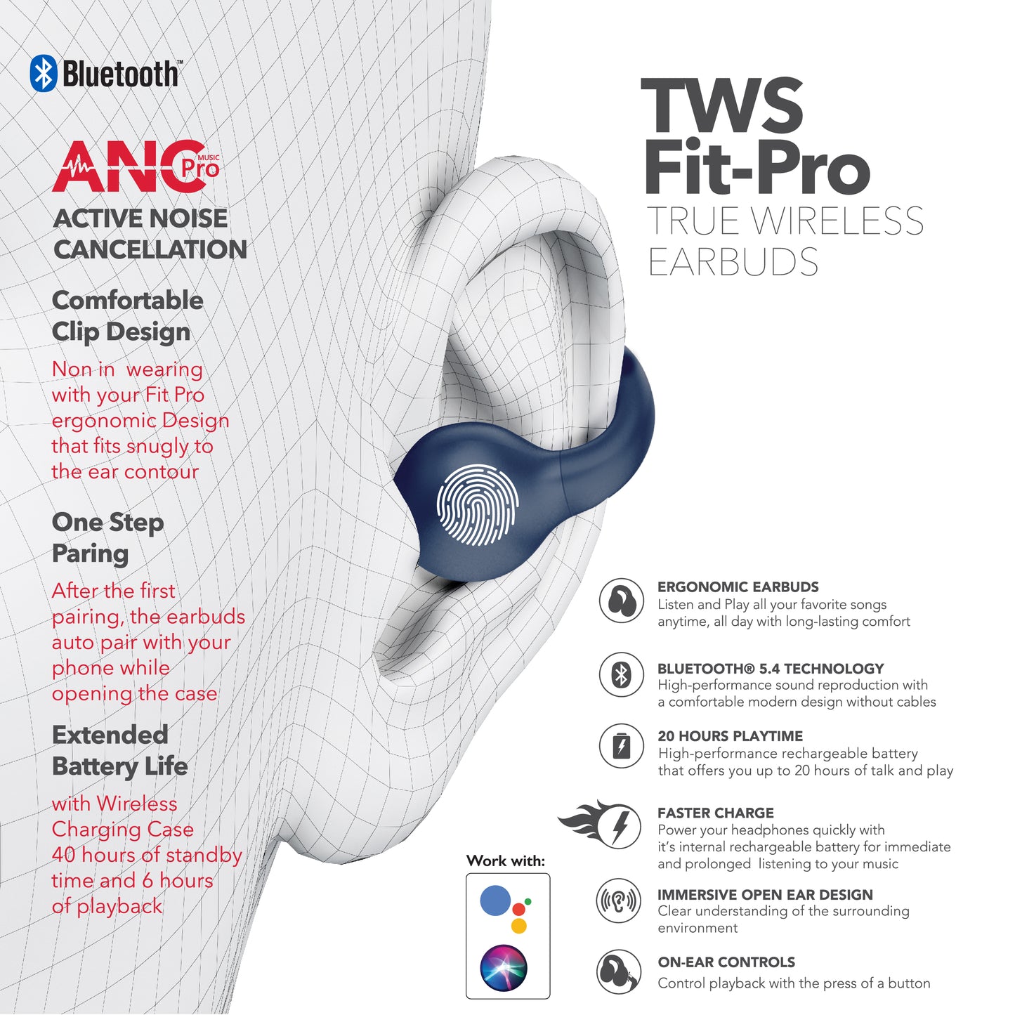 RCA Wave-66 True Wireless Earbuds, 20H Playtime, Hi-Res Audio, Big Bass - Top Tech Audio