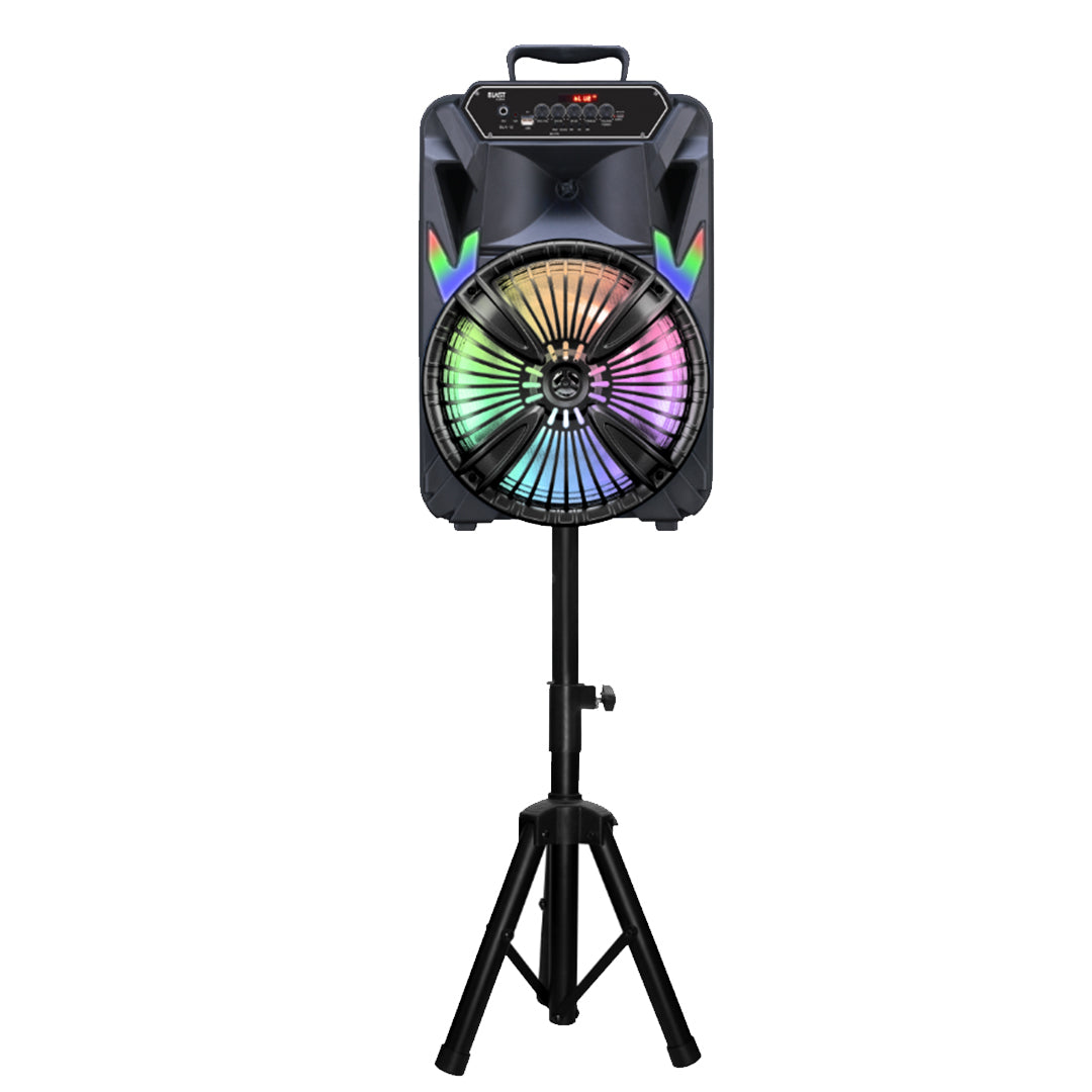 TOPTECH BLA-12 Bluetooth Party Speaker with Disco Lights, Mic, and Tripod - Top Tech Audio