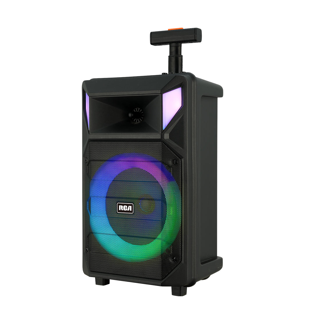 RCA FLAME-8 8" Bluetooth Speaker with Mic, Remote, Trolley & Dynamic LED Lights - Top Tech Audio