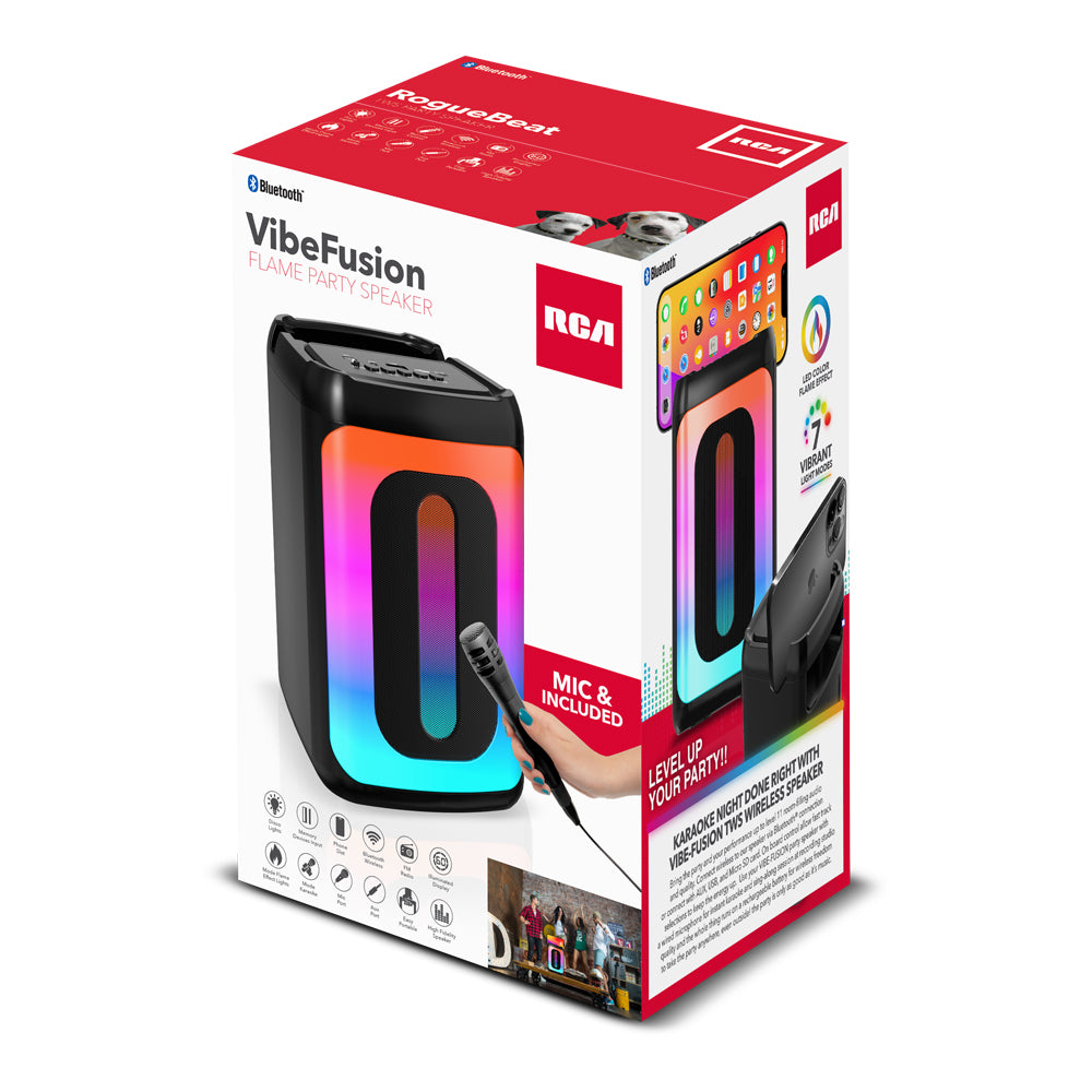 RCA STAGE-102 4" RGB LED Bluetooth Speaker with Stereo Sound & Carrying Handle - Top Tech Audio