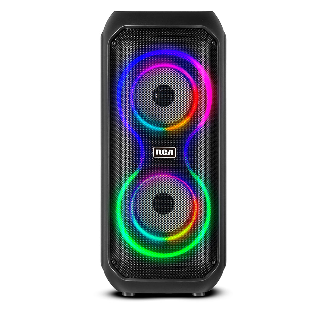 RCA STAGE-204 Dual 4" Bluetooth Speaker with LED Lights, FM Radio & Karaoke Function - Top Tech Audio