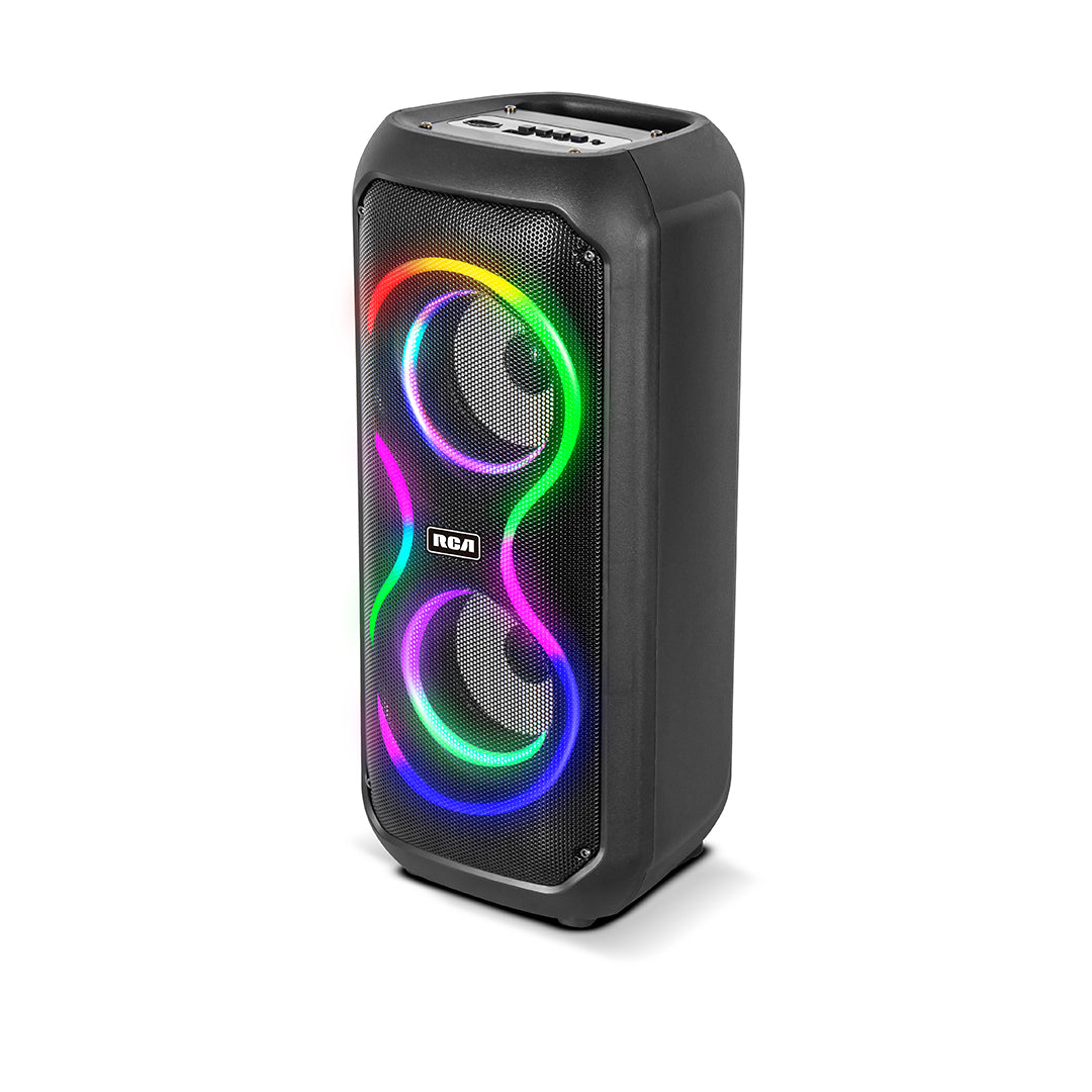 RCA STAGE-204 Dual 4" Bluetooth Speaker with LED Lights, FM Radio & Karaoke Function - Top Tech Audio