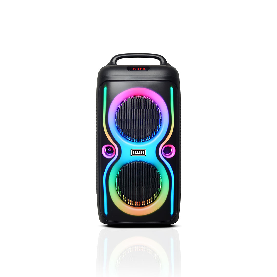 RCA STAGE-66 Double 6.5" Bluetooth Speaker with Mic, Remote & Disco LED Light - Top Tech Audio