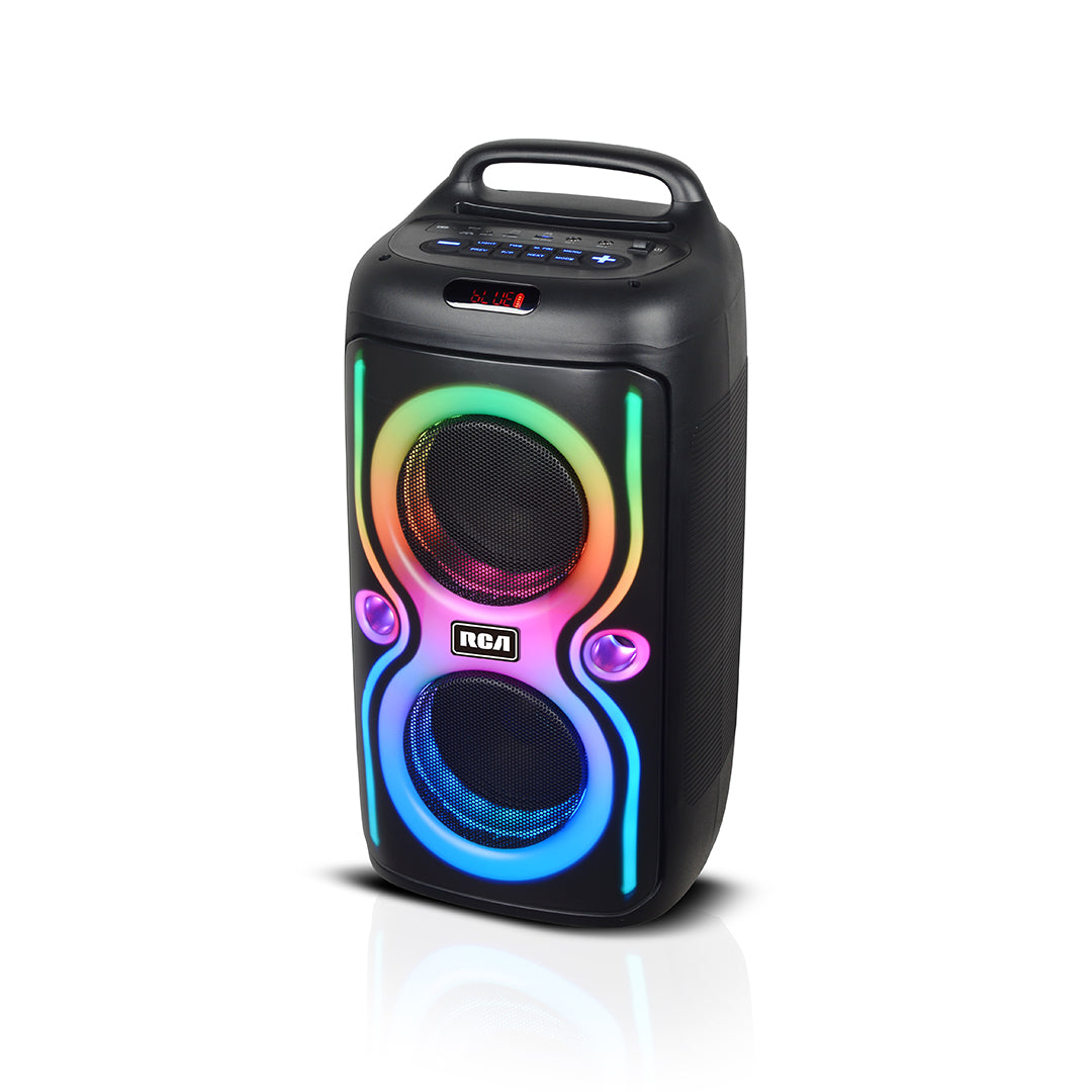 RCA STAGE-66 Double 6.5" Bluetooth Speaker with Mic, Remote & Disco LED Light - Top Tech Audio