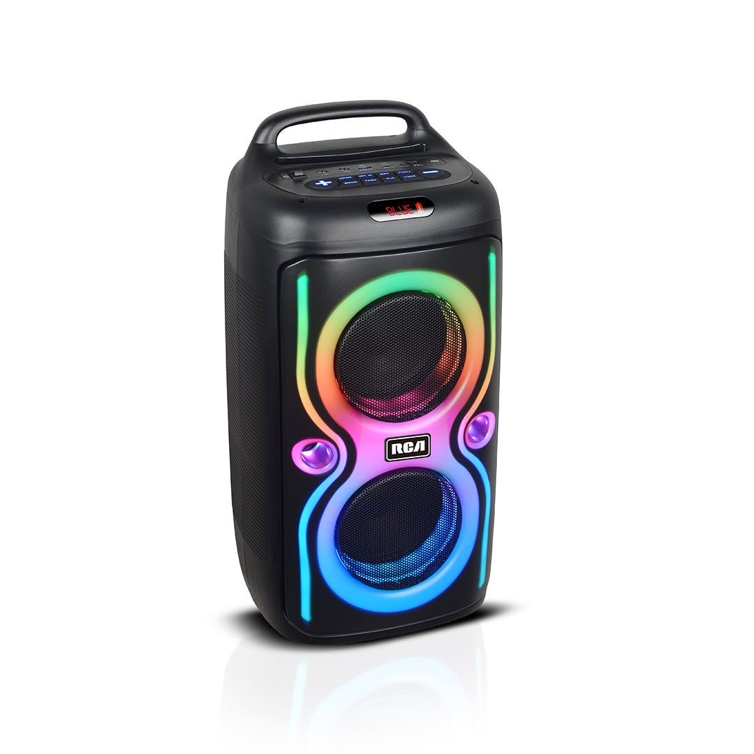 RCA STAGE-66 Double 6.5" Bluetooth Speaker with Mic, Remote & Disco LED Light - Top Tech Audio