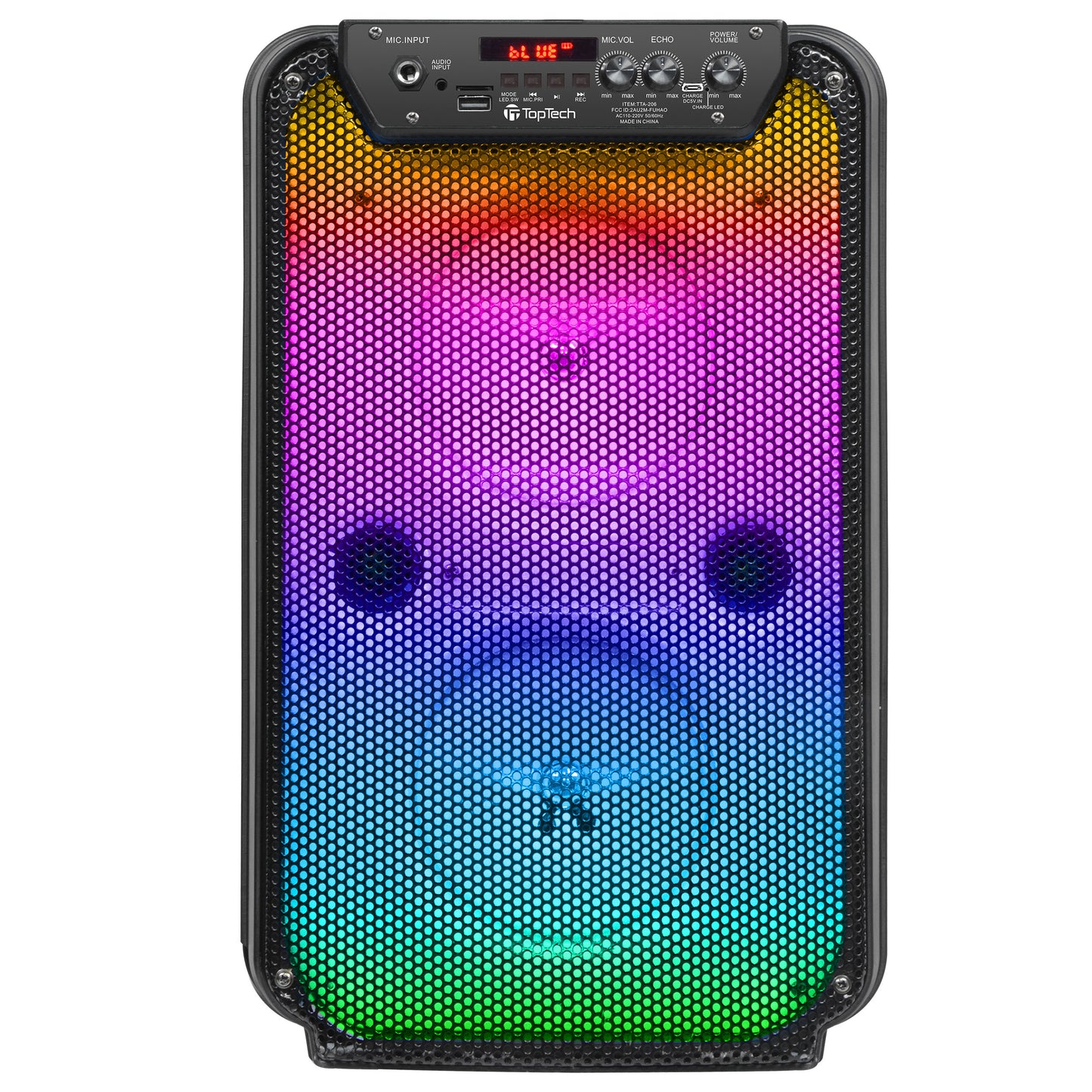 TOPTECH TTA-206 Dual 6'' Woofer Bluetooth Speaker with Stand & LED Flame Lights
