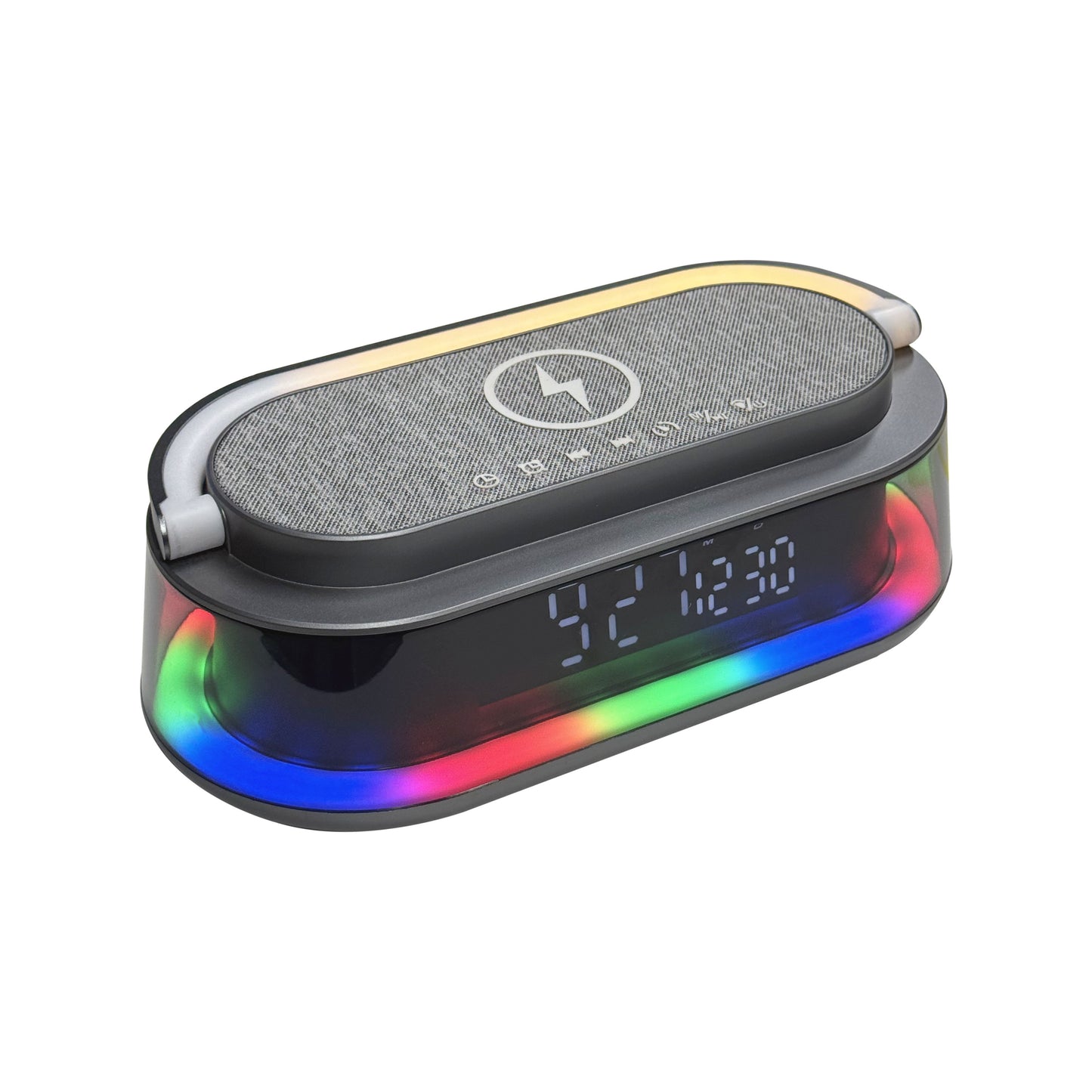 RCA FLAME-103 Portable RGB LED Alarm Speaker, Wireless Charging Pad - Top Tech Audio