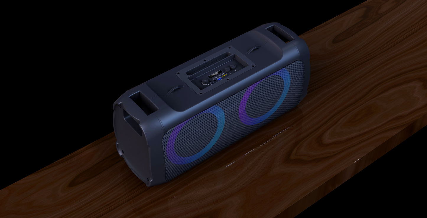 RCA STAGE-206 Double 6.5" Bluetooth Speaker with Mic, Remote & Carry Strap - Top Tech Audio