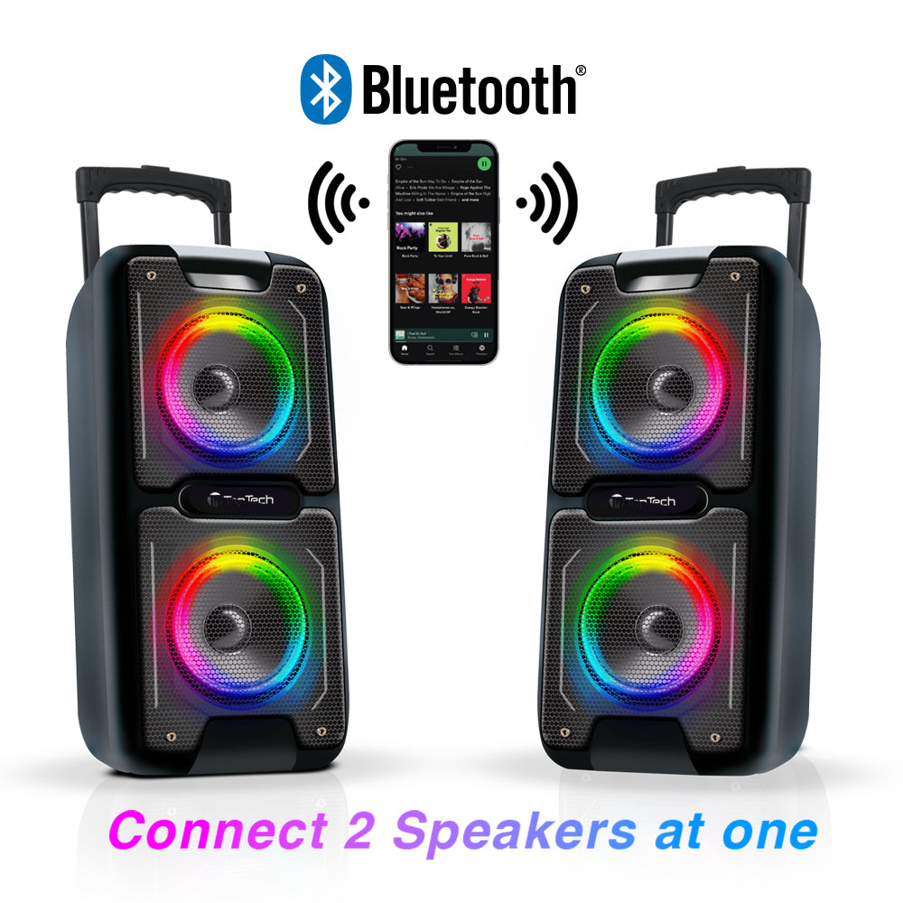 TOPTECH AL-101, 2x6.5 Inch Bluetooth Speaker,Wireless Stereo Sound Portable Speaker with Vivid Vibe Disco Lights,  Support for USB/TF Card/FM Radio/AUX,  Long Playtime for Outdoor Party Gift