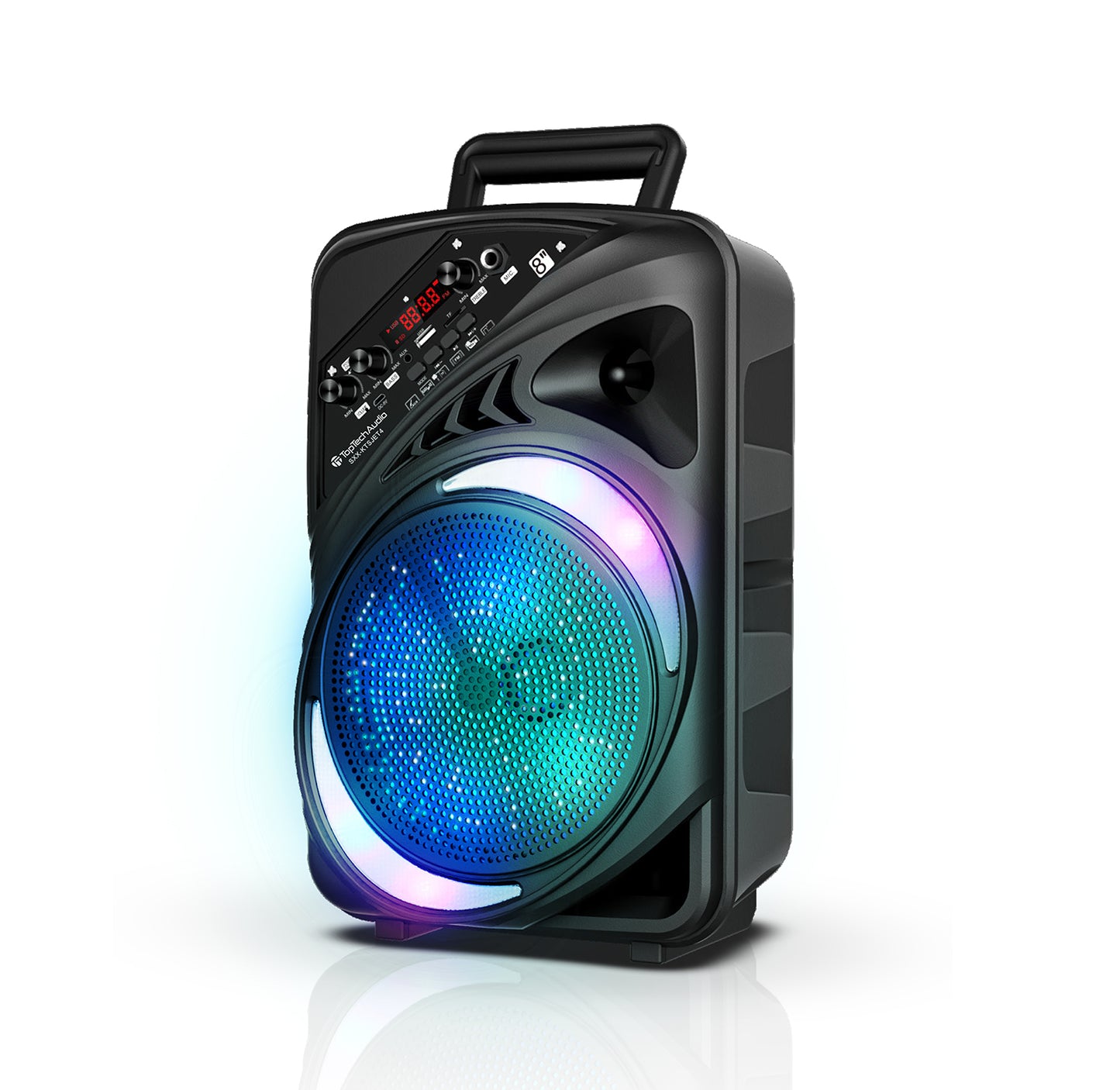 TOPTECH AL-8 8" Bluetooth Speaker, TWS Sound, Neon Light Show, Portable for Outdoors