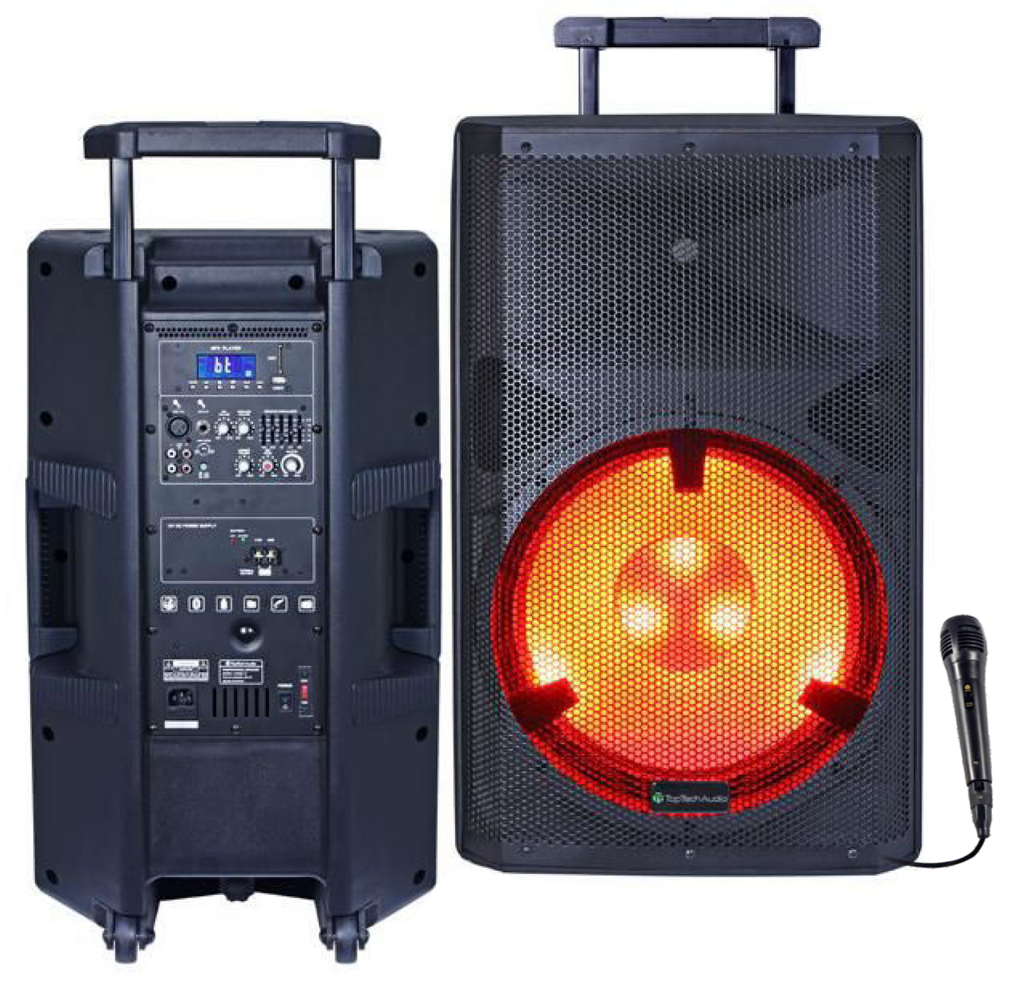 Fully Amplified Portable 5000W 15" Bluetooth Speaker with Karaoke & LED Display