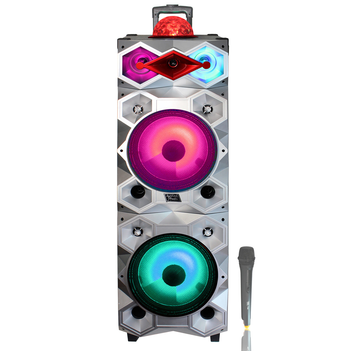 Fully Amplified Portable 4500 Watts Peak Power 12” Speaker with DISCO BALL