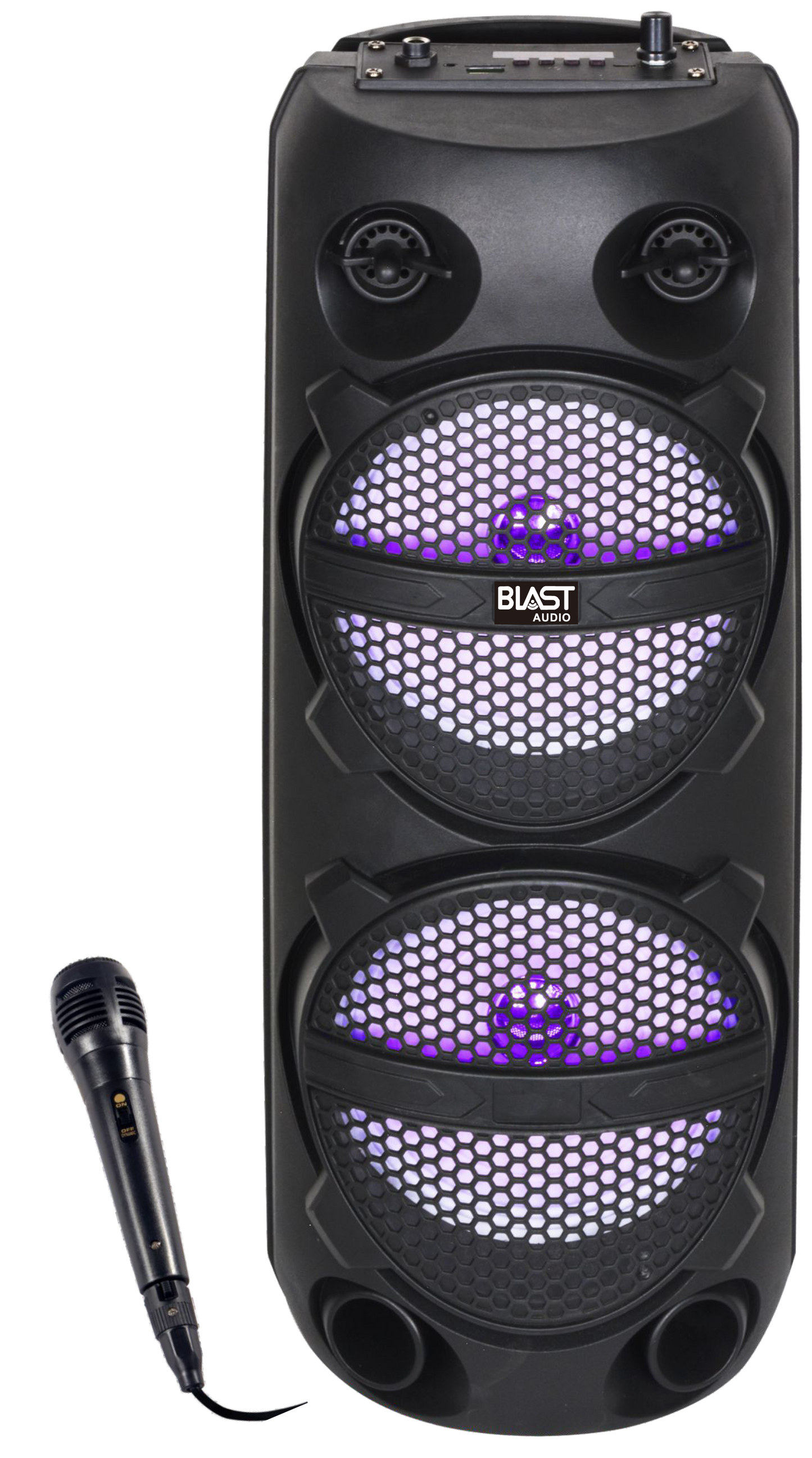 Fully Amplified 3500W 2x6" Portable Speaker with Bluetooth, FM Radio and Wired Mic