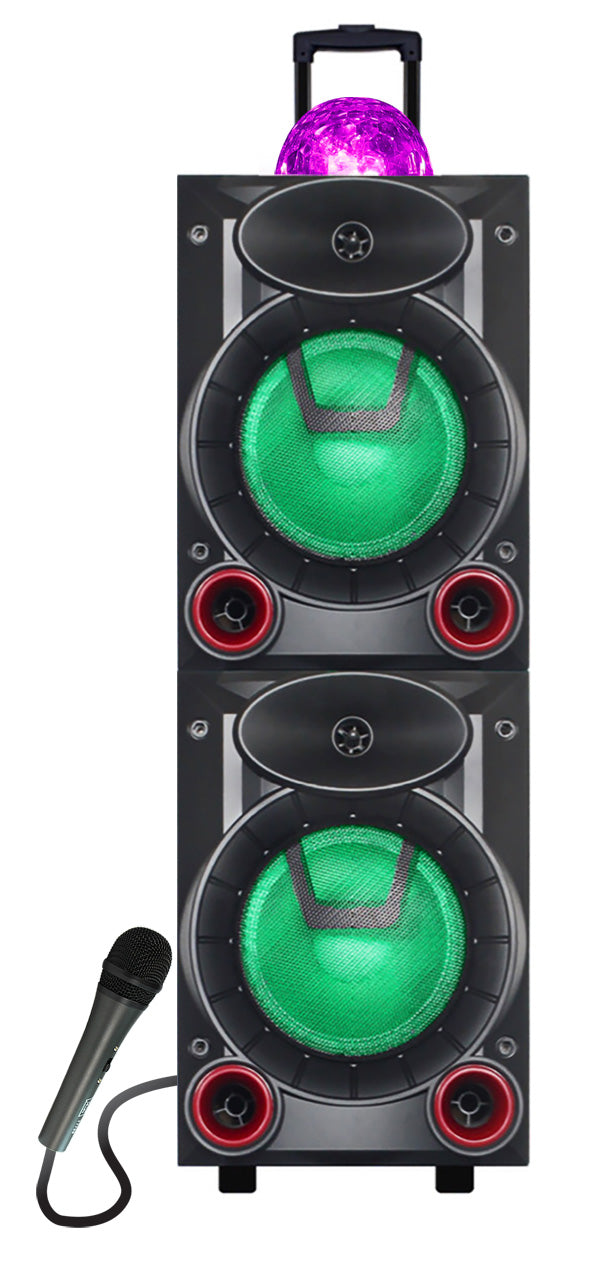 Fully Amplified Portable 4000 Watts Peak Power 2 x 8” Speaker with DISCO BALL