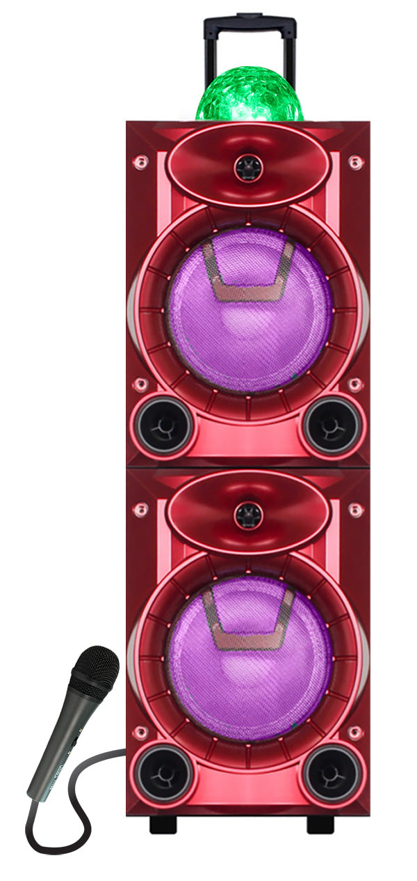 Fully Amplified Portable 4000 Watts Peak Power 2 x 8” Speaker with DISCO BALL