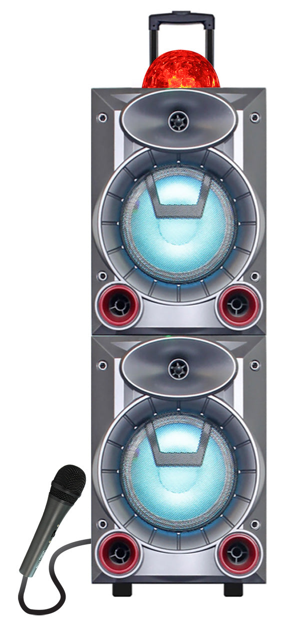 Fully Amplified Portable 4000 Watts Peak Power 2 x 8” Speaker with DISCO BALL