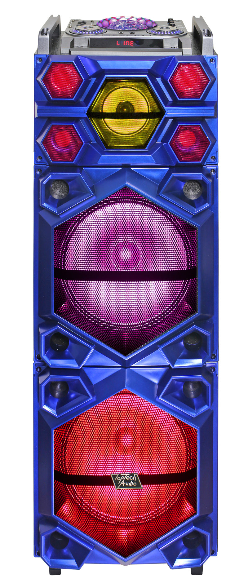 Fully Amplified Portable 5000 Watts Peak Power 2 x12” Speaker with DISCO BALL