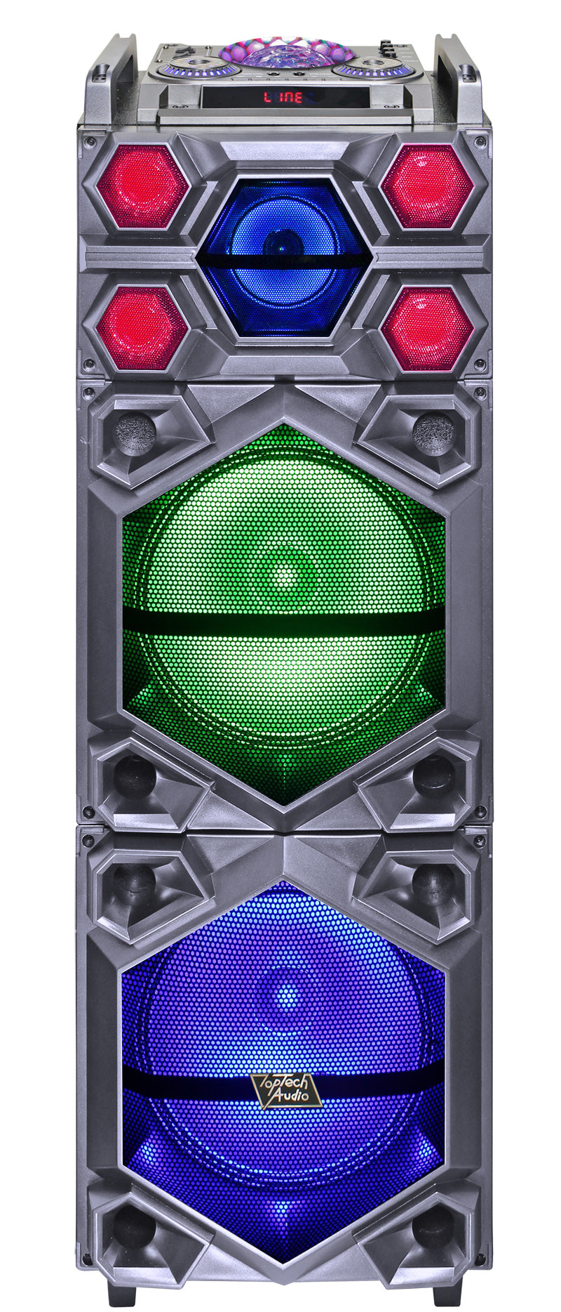 Fully Amplified Portable 5000 Watts Peak Power 2 x12” Speaker with DISCO BALL