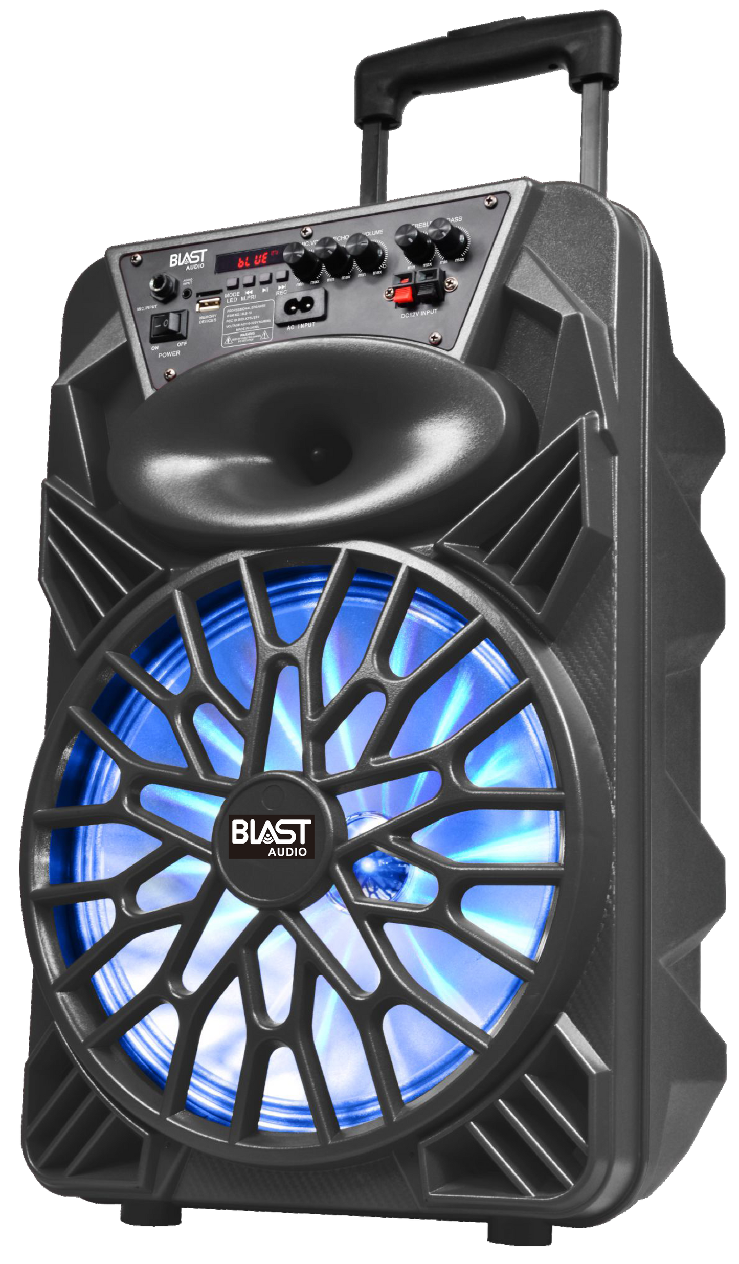 Fully Amplified Portable 4000 Watts Peak Power 12” Speaker
