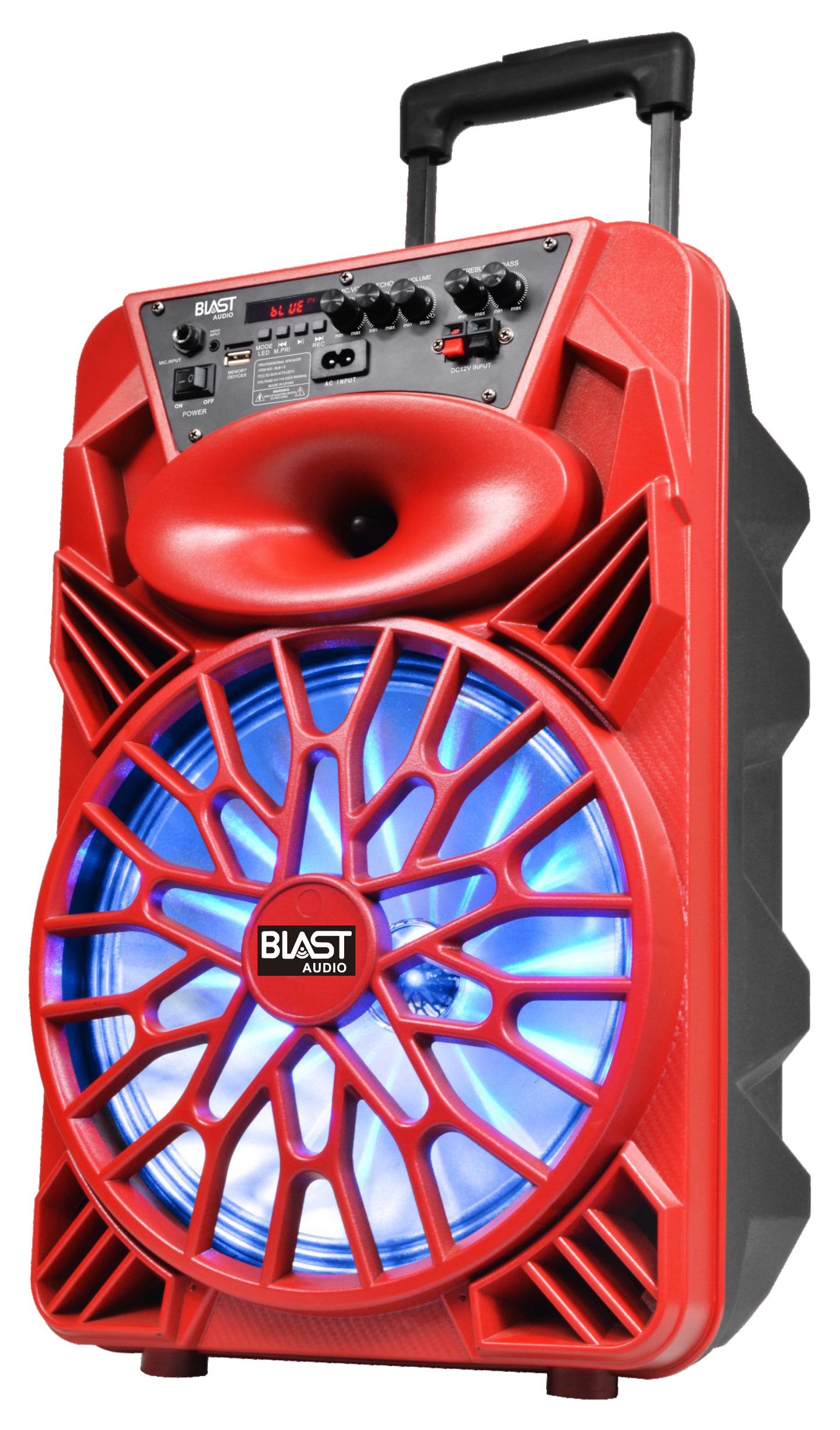 Fully Amplified Portable 4000 Watts Peak Power 12” Speaker