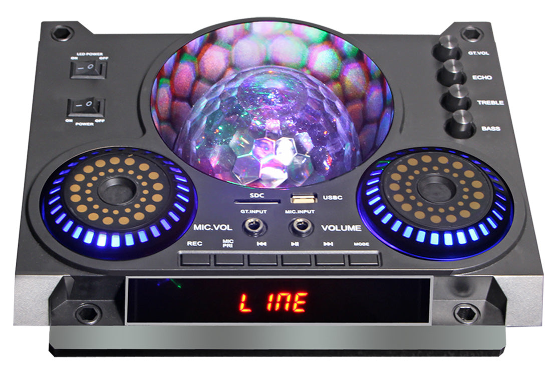 TOPTECH BOOM-215: 2x15 Inch Wireless Bluetooth Speaker with LED Lights