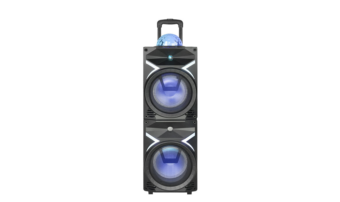 Fully Amplified Portable 4500 Watts Peak Power 2x8” Speaker with LED Lights