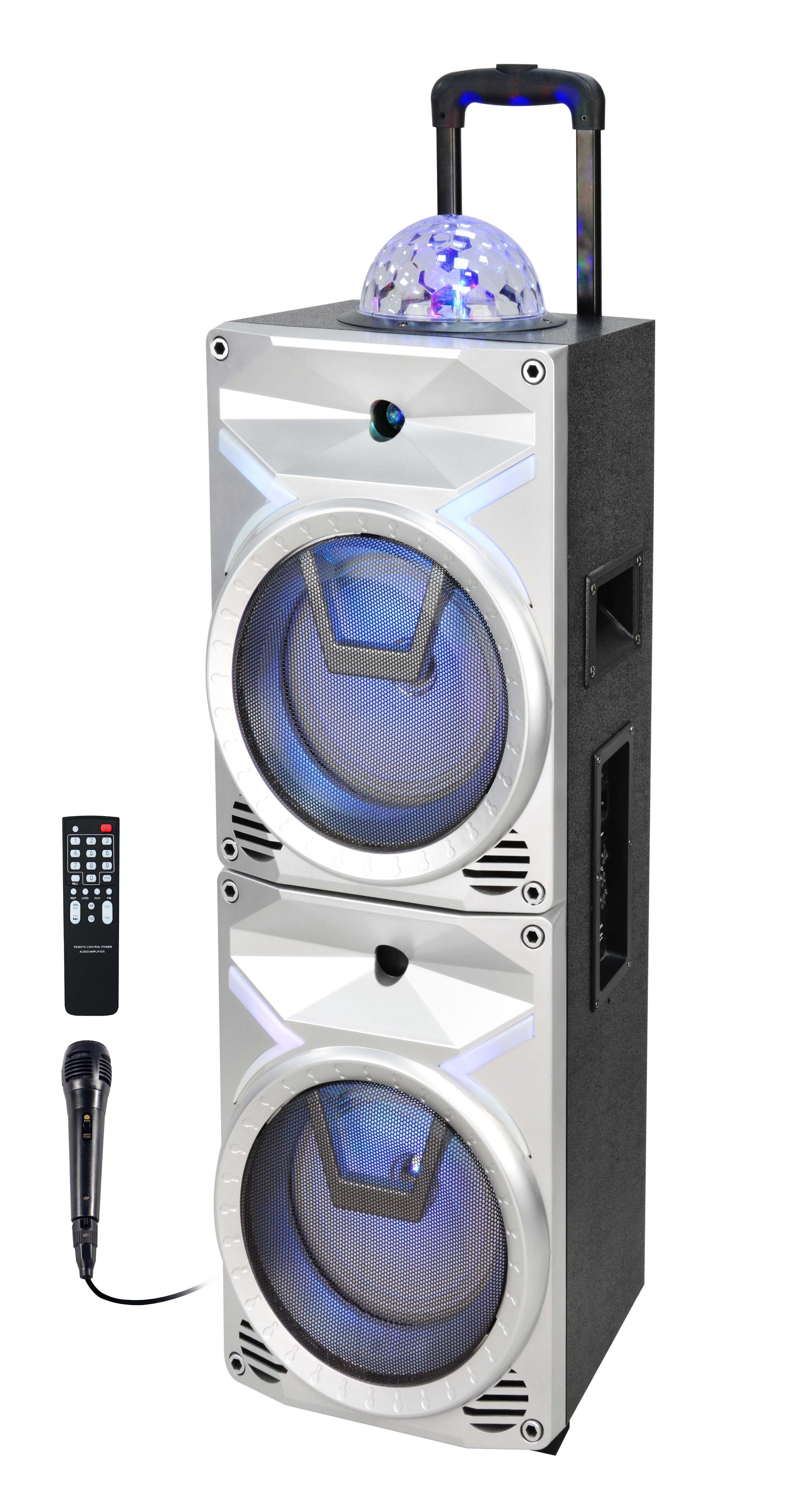 Fully Amplified Portable 2x8†Speaker with LED Lights - Top Tech Audio