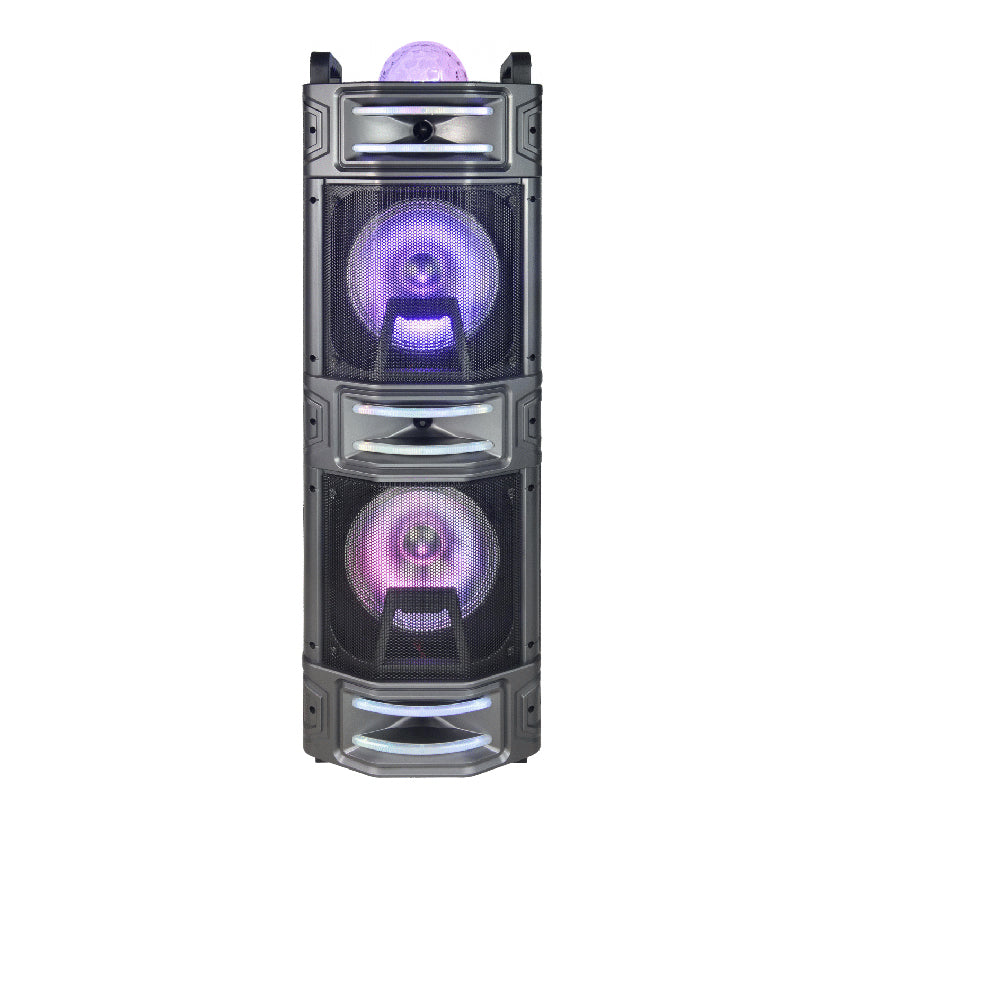 TOPTECH BOOM-210, 2x10" Outdoor Bluetooth Portable Speaker with Multi-Color Lights & Karaoke Function