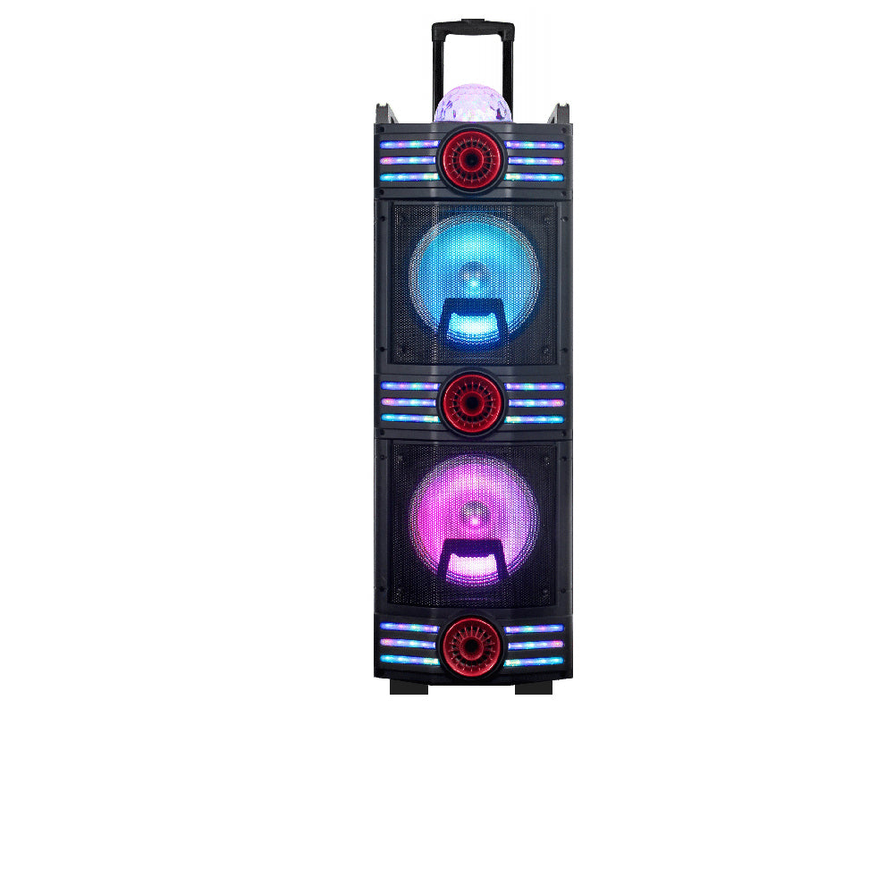 Fully Amplified Portable 6000 Watts Peak Power 2x10” Speaker with Karaoke