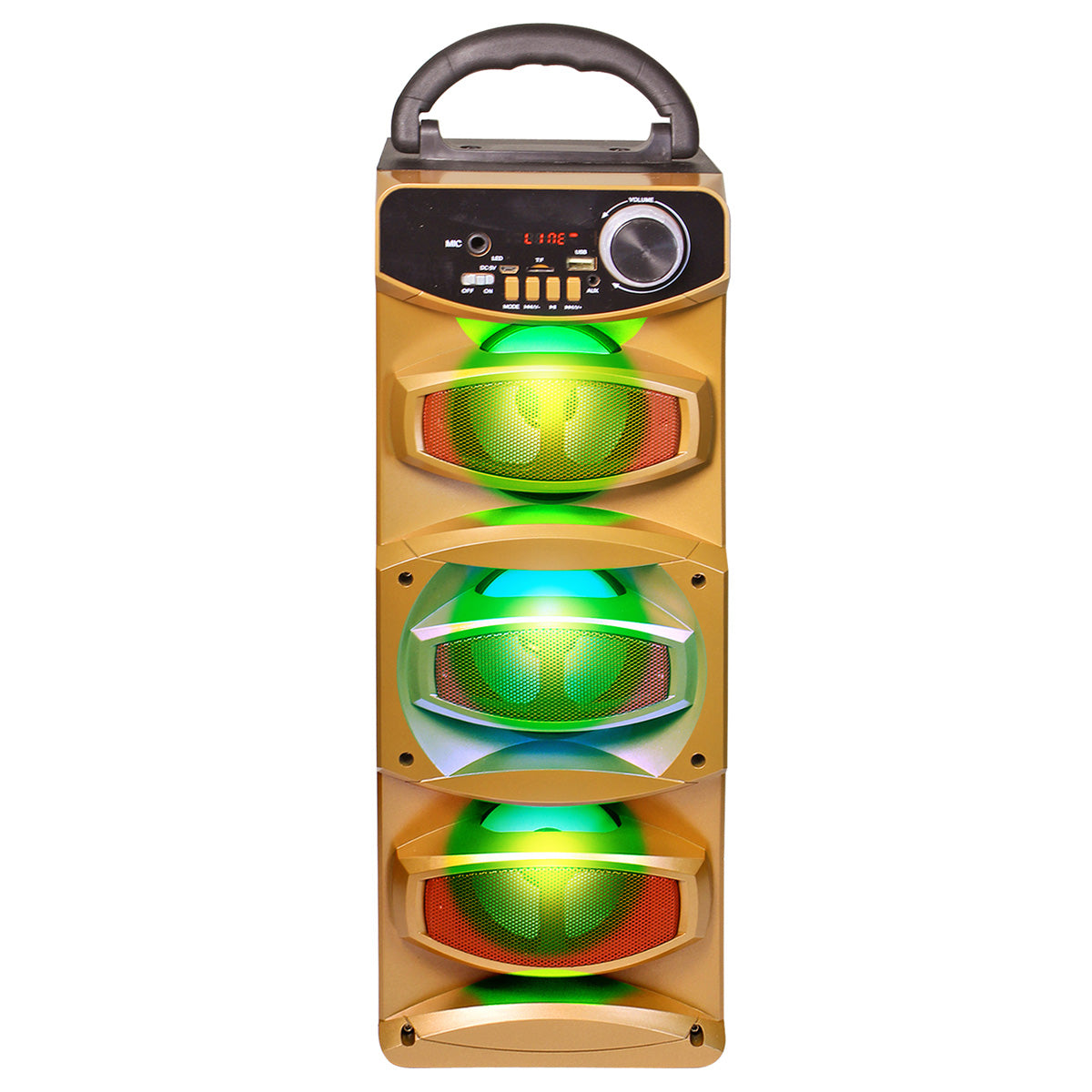 Portable 800W Multimedia Speaker with USB, FM Radio, and Rechargeable Battery