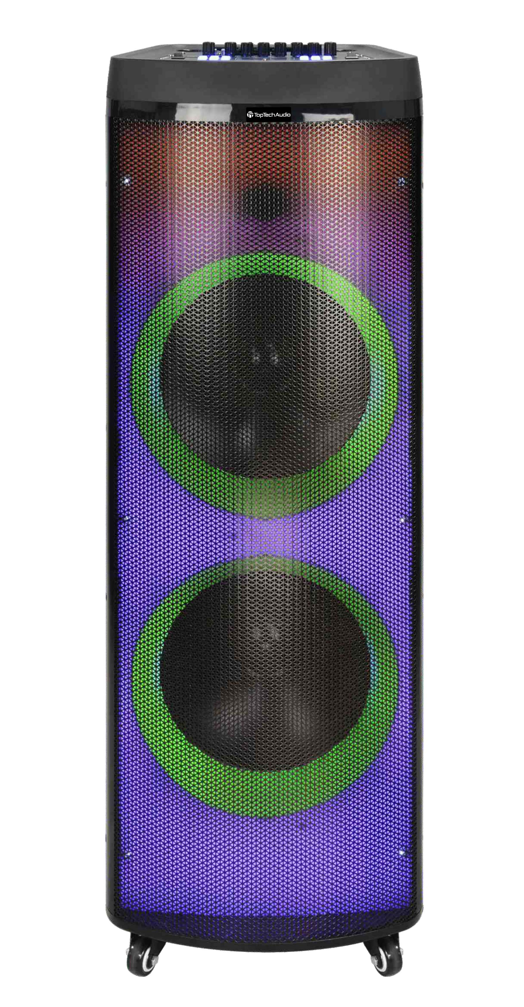 Fully Amplified Portable 2x12†Speaker with LED Lights - Top Tech Audio
