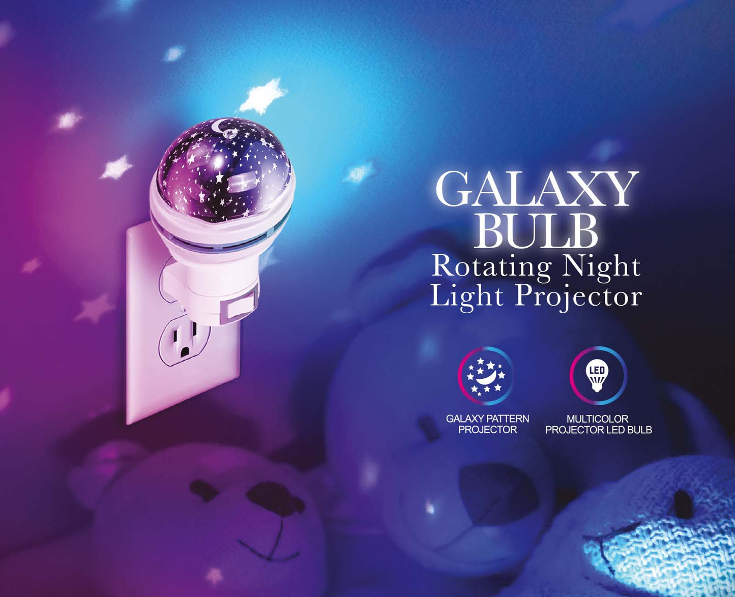 TOPTECH Star Projector Galaxy Bulb Projector for Bedroom, Rotating Bluetooth Speaker with Lighting Shows, socket included, Night Light Projector for Kids/Teenger/Adults/Ceiling/Activity