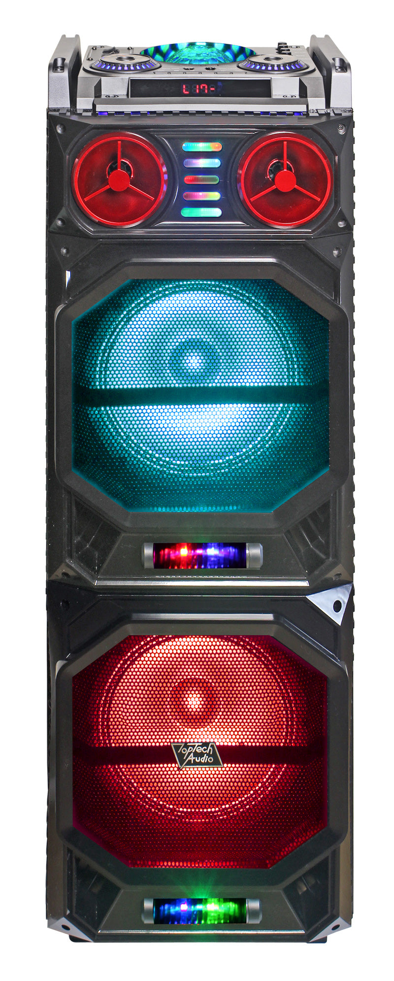 Fully Amplified Portable 4500 Watts Peak Power 2 x10” Speaker with DISCO BALL