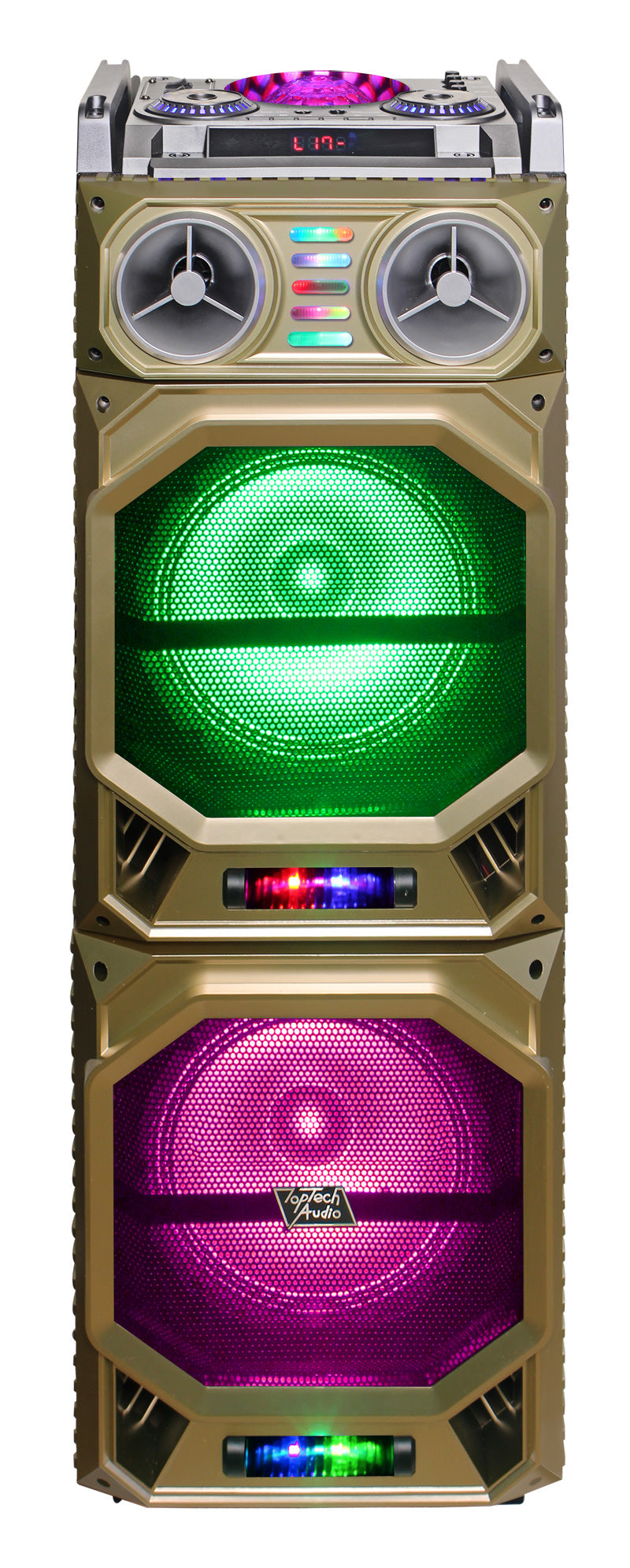 Fully Amplified Portable 4500 Watts Peak Power 2 x10” Speaker with DISCO BALL