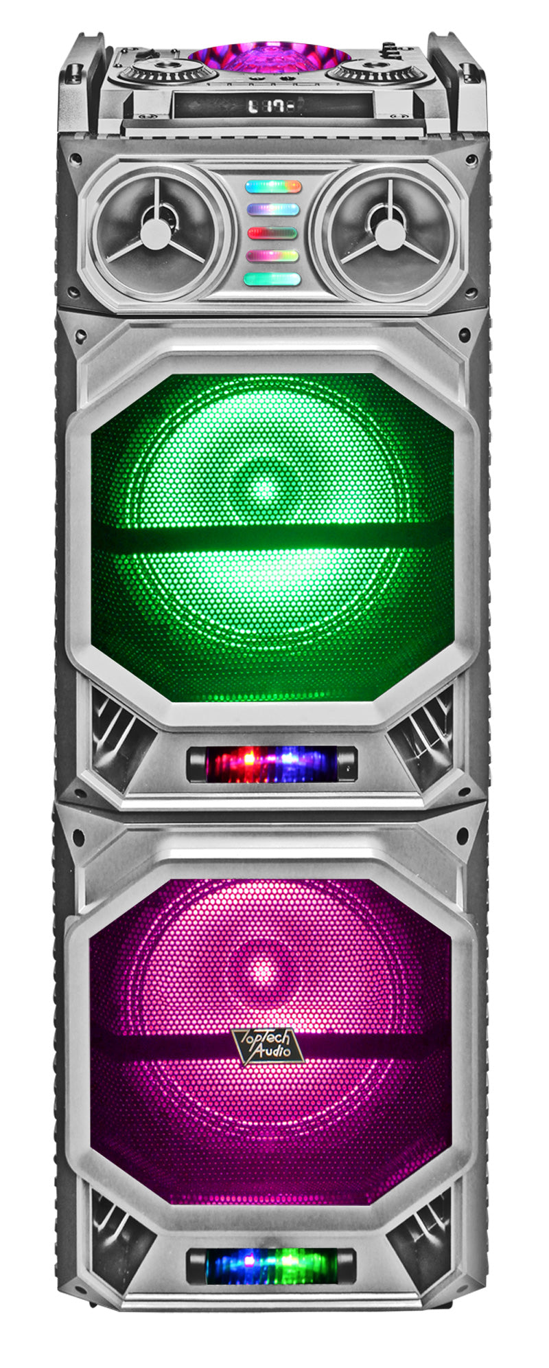 Fully Amplified Portable 4500 Watts Peak Power 2 x10” Speaker with DISCO BALL