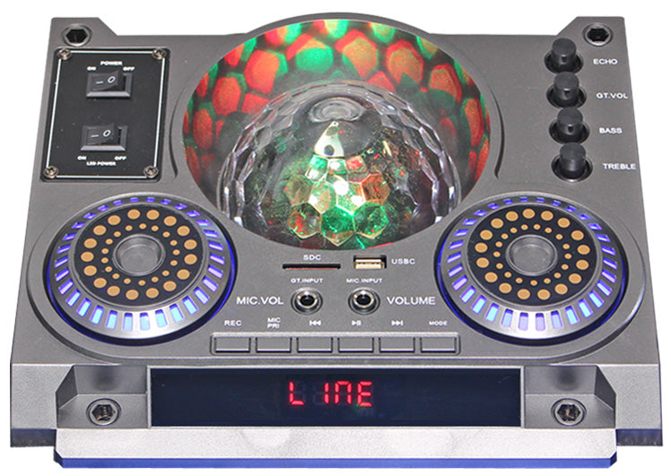 Fully Amplified Portable 4500 Watts Peak Power 2 x10” Speaker with DISCO BALL