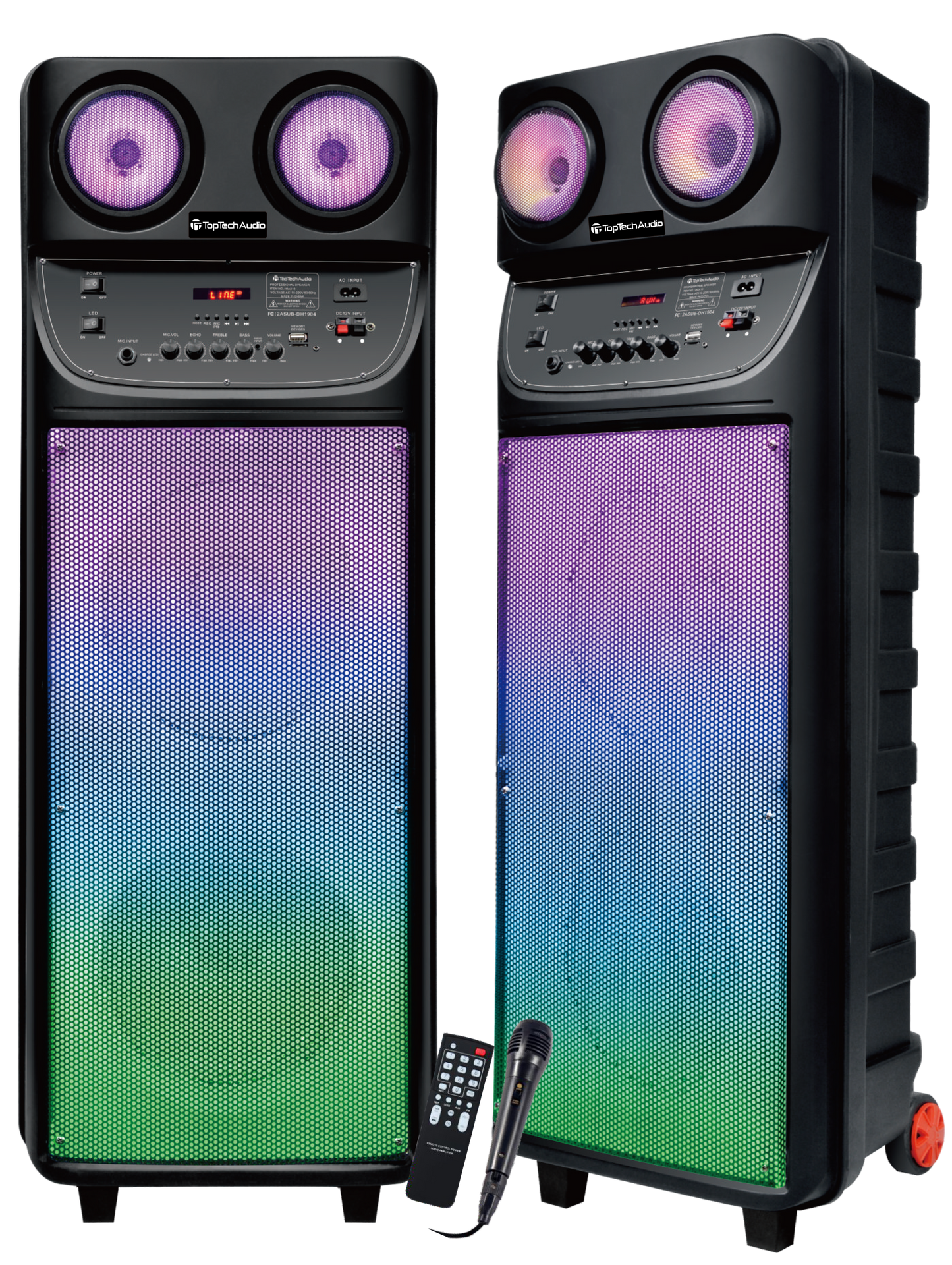 Fully Amplified Portable 10000 Watts Peak Power 2x10” Speaker