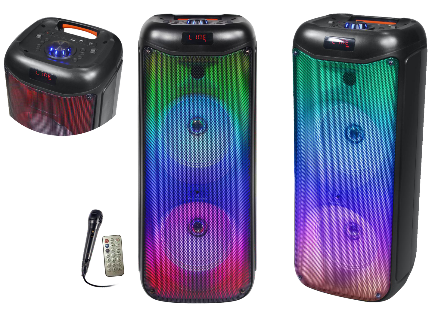 Fully Amplified 10000 Watts 2x8" Portable Bluetooth Speaker with FM Radio