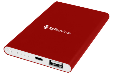 TopTech Slim Backup Power Bank with LED Indicator for USB Devices - Top Tech Audio