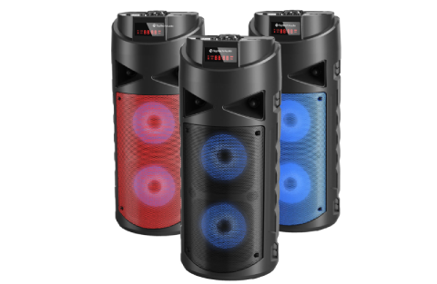 Top Tech Audio Fully Ampliﬁed Multimedia Rechargeable Speaker 1500 Watts Peak Power 2x4 Inch Woofer